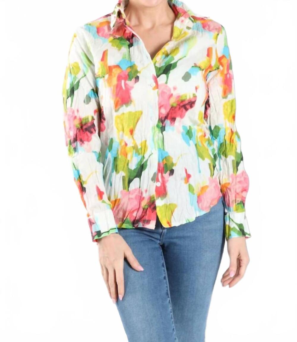 NEW DRESS ADDICT jor button down shirt in white multi